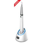 ENDO 1 electric dental scaler with pointed tip on charging base, labeled NOVITÀ in red.