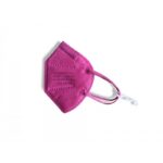 A violet FFP2 3D protective mask with ear loops and an attached adjustment hook.