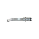 An Optical Fiber with a curved end and two black O-rings, made of metal and plastic.
