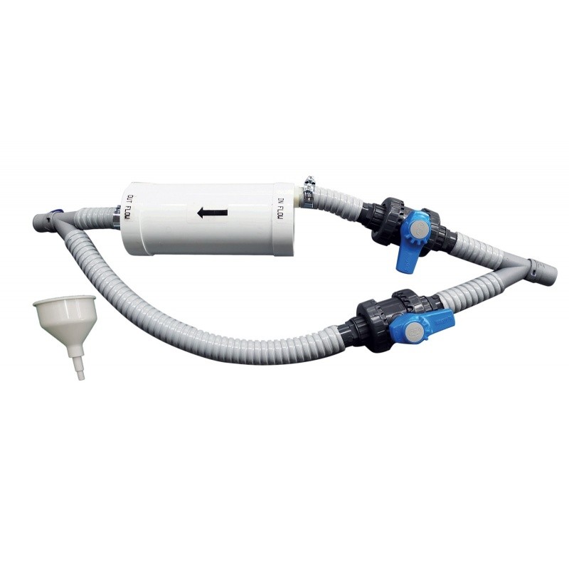AMALGAM SEPARATOR - FIXED KIT with flexible hose, filter, valves, and funnel.