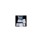 SELF TEST kit with box, instructions, swabs, and sealed pouches on black background.