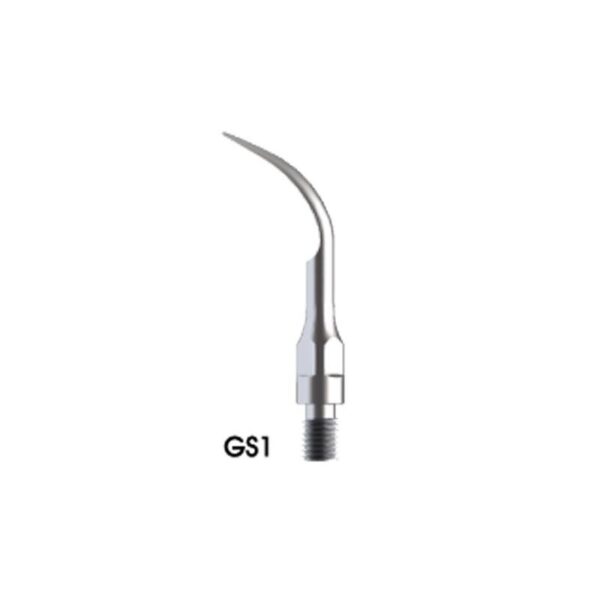 Close-up of the GS1-TIP FOR SCALER metallic tip against a white background.