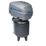 Compressore d'aria SILENT OILESS 50/250V grigio con serbatoio cilindrico e valvole.