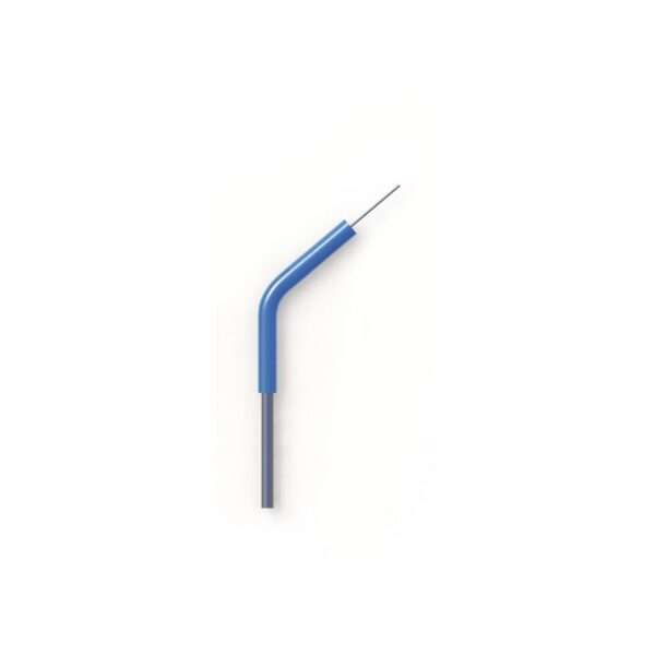 Puntale dentale L6 blu con collo ricurvo e beccuccio metallico stretto.