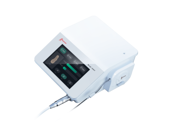 SURGIC SMART Dispositivo SURGIC SMART LED bianco con touchscreen, pulsanti e cavi.