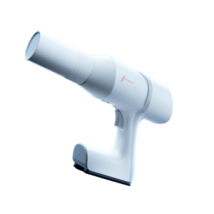 Uno scanner Ai Ray endorale portatile con ugello cilindrico e impugnatura ergonomica.