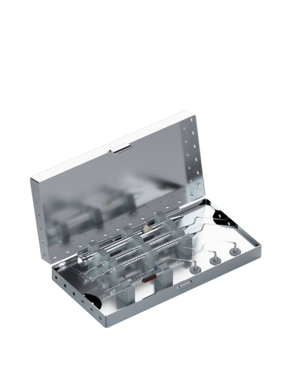 Kit TFRK compatibile SATELEC® in valigetta metallica aperta su sfondo bianco.