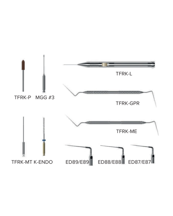 Schema etichettato del Kit TFRK compatibile con gli strumenti dentali SATELEC®.