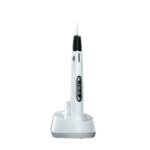 Strumento dentale portatile Fi-E bianco con display digitale sulla base di ricarica.