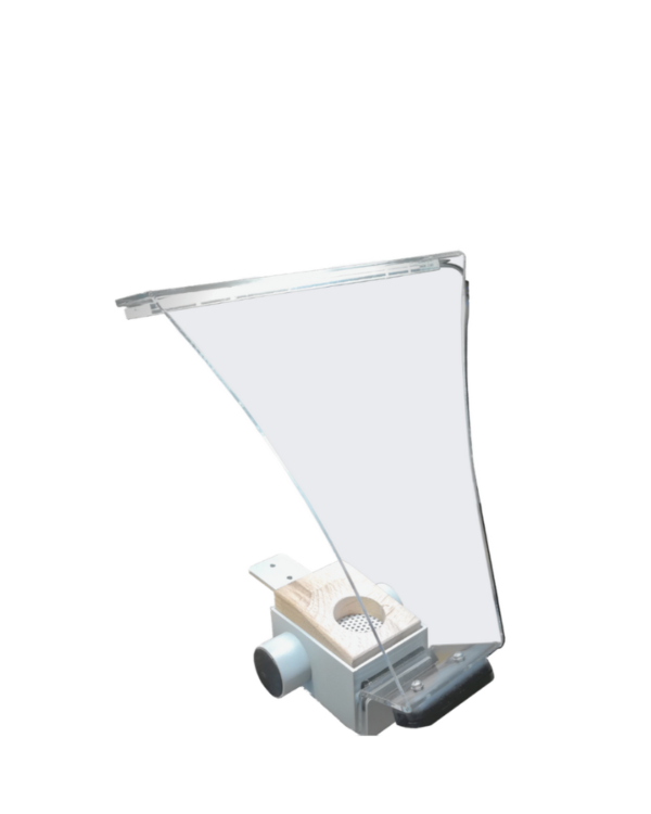 Uno schermo trasparente su un dispositivo da tavolo LABO AIR LED con comandi.