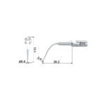 Disegno tecnico etichettato della punta dell'ablatore dentale P8-INSERTO ABLATORE con le dimensioni.