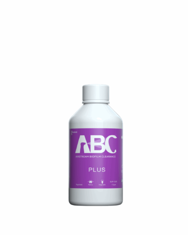 Bottiglia ABC PLUS bianca con etichetta viola di De Giorgi Store, per uso professionale.