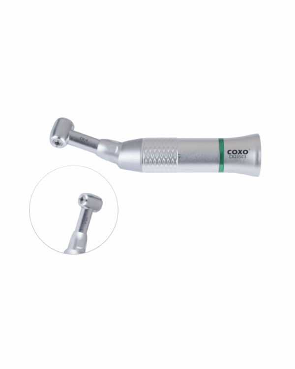 Contrangolo 4:1 - Manipolo dentale C3-4, striscia verde, inserto testa endodontica.