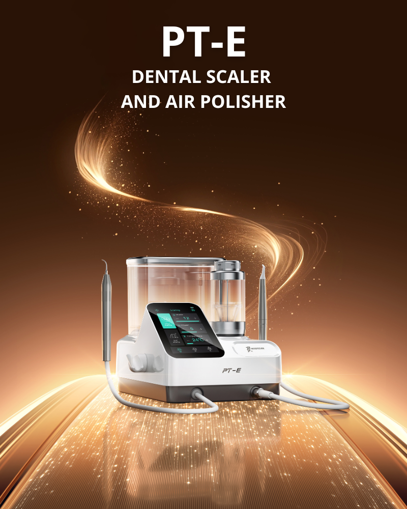 Ablatore dentale PT-E di De Giorgi Store con display digitale su sfondo dorato.