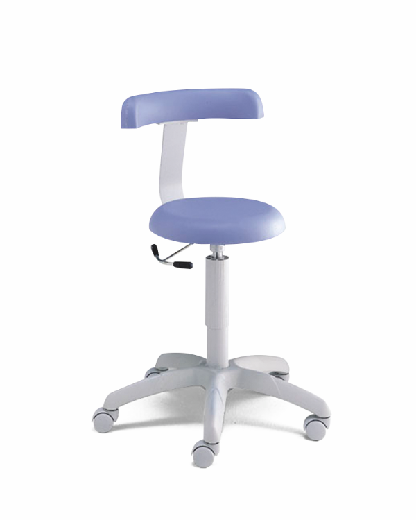 CLASSIC è una sedia girevole viola con schienale curvo e cinque ruote su una base bianca.