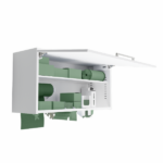 Pensile Linea Flex FXD100 bianco con carta verde all'interno, porta aperta.