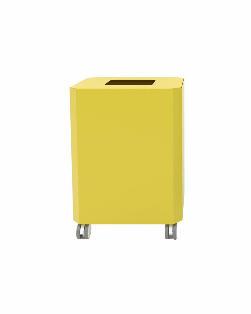 Cestino rettangolare giallo con ruote di De Giorgi Store, su sfondo bianco.