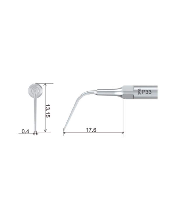 Punta per ablatore dentale P95-INSERTO ABLATORE con le dimensioni indicate.