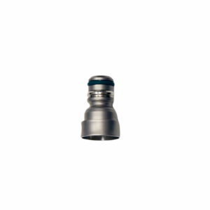 Un adattatore Air Flow PT-E con un anello blu, al centro di uno sfondo bianco.