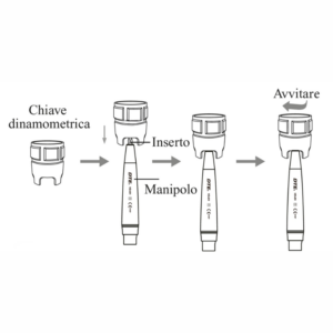 Inserire l’inserto nel manipolo e serrarlo con la chiave dinamometrica TS-1L.