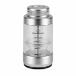 Dispenser per bicarbonato in polvere PT-E, cilindrico, con tacche da 20 a 60 ml.
