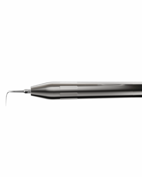 YZ-3L Manipolo Ablatore: ablatore dentale con punta ricurva e appuntita su sfondo bianco.